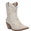 Dingo Womens Primrose Stacked Heel Cowboy Boots In White