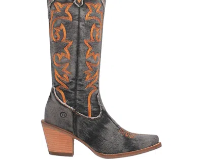 Dingo Women's Texas Tornado 15" Denim Boot In Washed Black