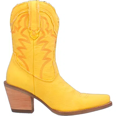 Dingo Women's Y'all Need Dolly 9" Denim Fashion Boot In Washed Lemon