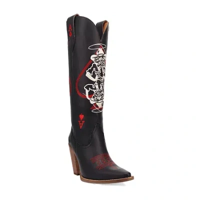 Dingo Womens Ace Of Spades Stacked Heel Cowboy Boots In Black