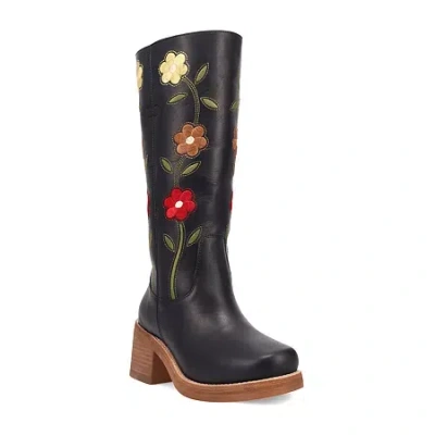 Dingo Womens Bloom Leather Boot Block Heel Cowboy Boots In Multi