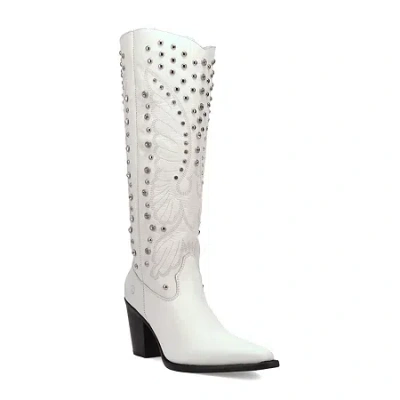 Dingo Womens Diamonds Forever Leather Boot Block Heel Cowboy Boots In Yellow
