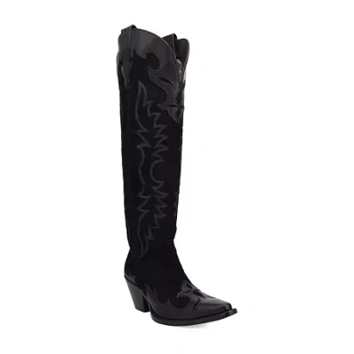 Dingo Womens Drama Queen Block Heel Cowboy Boots In Black