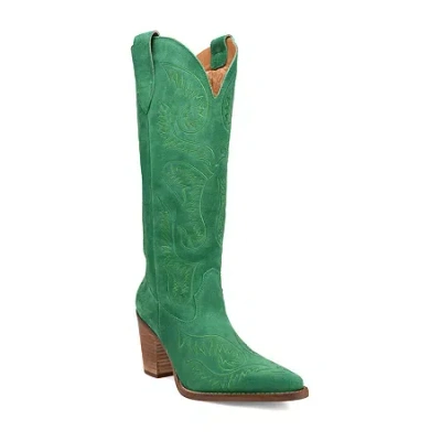 Dingo Womens Evita Stacked Heel Cowboy Boots In Green
