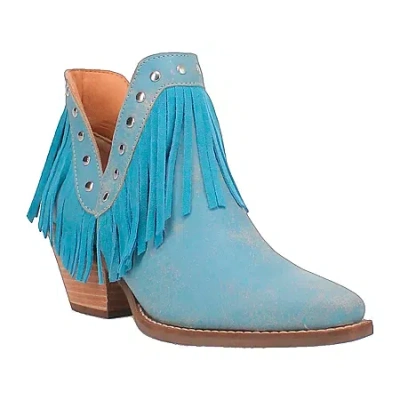 Dingo Womens Fine N' Dandyie Stacked Heel Cowboy Boots In Blue