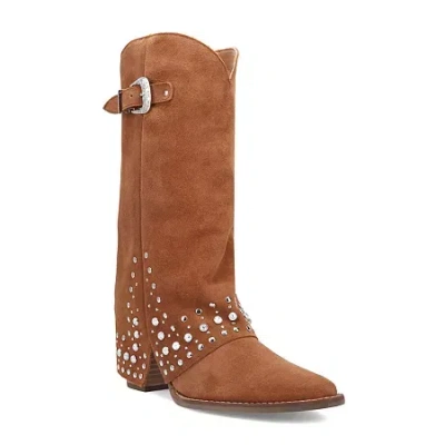 Dingo Womens Howdy Honey Suede Leather Boot Block Heel Cowboy Boots In Brown