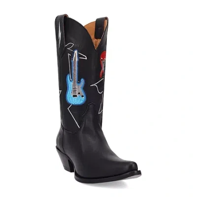 Dingo Womens Jukebox Leather Boot Block Heel Cowboy Boots In Multi
