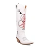 Dingo Womens King Of Clubs Stacked Heel Cowboy Boots In White