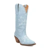 Dingo Womens Love Bug Leather Stacked Heel Cowboy Boots In Blue