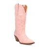 Dingo Womens Love Bug Leather Stacked Heel Cowboy Boots In Pink