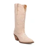 Dingo Womens Love Bug Leather Stacked Heel Cowboy Boots In Neutral