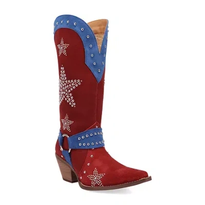 Dingo Womens Lucky Stars Suede Leather Boot Block Heel Cowboy Boots In Multi
