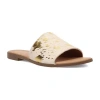 Dingo Moo Moo Genuine Calf Hair Slide Sandal In Yellow