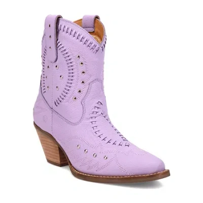Dingo Womens Precious Leatherie Stacked Heel Cowboy Boots In Purple