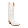 Dingo Womens Pretty 'n Pink Leather Stacked Heel Cowboy Boots In White