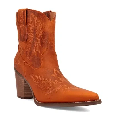 Dingo Womens Rocky Top Block Heel Cowboy Boots In Orange
