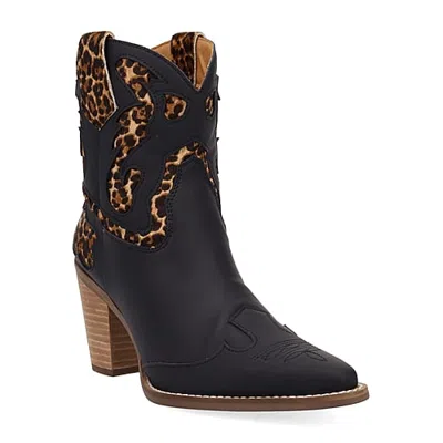 Dingo Womens Run Wild Block Heel Cowboy Boots In Black