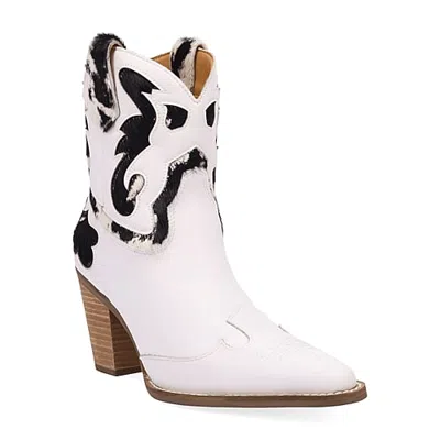 Dingo Womens Run Wild Block Heel Cowboy Boots In White