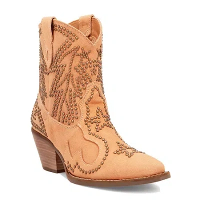 Dingo Womens Seein' Stars Suede Leather Bootie Block Heel Cowboy Boots In Multi