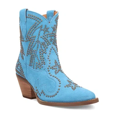 Dingo Womens Seein' Stars Suede Leather Bootie Block Heel Cowboy Boots In Multi