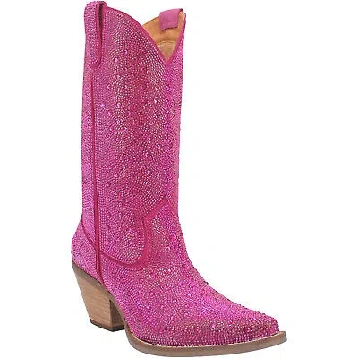Pre-owned Dingo Womens Silver Dollar Fuchsia Leather Fashion Boots