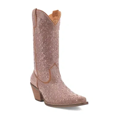 Dingo Womens Silver Dollar Stacked Heel Cowboy Boots In Pink
