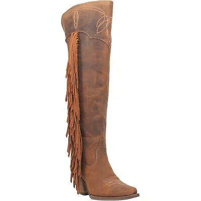 Pre-owned Dingo Womens Sky High Brown Leather Fashion Boots