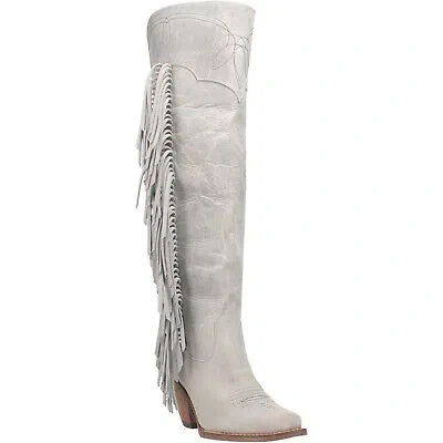 Pre-owned Dingo Womens Sky High Off White Leather Fashion Boots