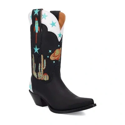 Dingo Womens Space Cowgirl Leather Boot Block Heel Cowboy Boots In Multi