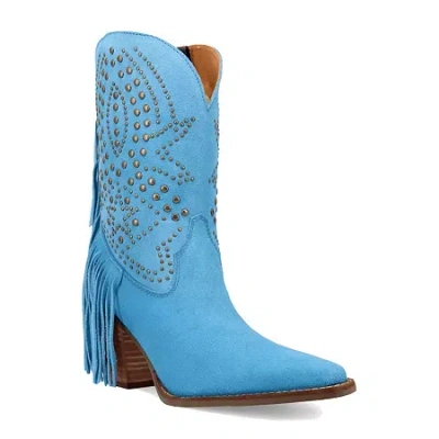 Dingo Womens Star Power Suede Leather Bootie Block Heel Cowboy Boots In Multi