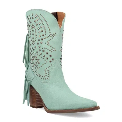 Dingo Womens Star Power Suede Leather Bootie Block Heel Cowboy Boots In Multi