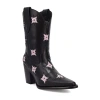Dingo Womens Starburst Block Heel Cowboy Boots In Black