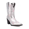 Dingo Womens Starburst Block Heel Cowboy Boots In Silver