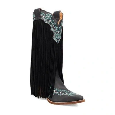 Dingo Womens Tequila Sunrise Suede Stacked Heel Cowboy Boots In Black