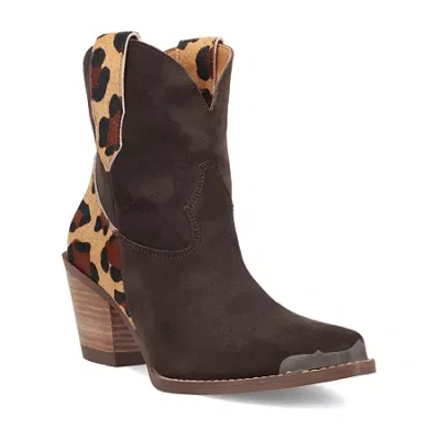 Dingo Womens Texas Charm Suede Leather Bootie Block Heel Cowboy Boots In Multi