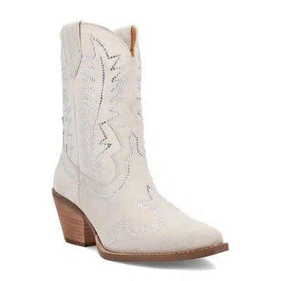 Dingo Womens Tiny Pony Suede Leather Bootie Block Heel Cowboy Boots In Neutral