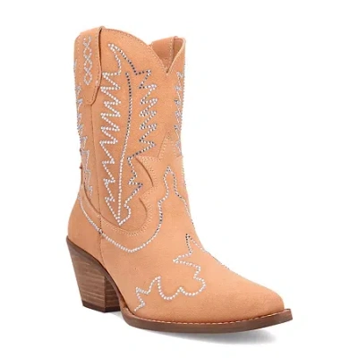 Dingo Womens Tiny Pony Suede Leather Bootie Block Heel Cowboy Boots In Multi