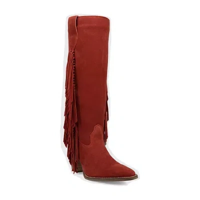 Dingo Womens Twister Block Heel Cowboy Boots In Red