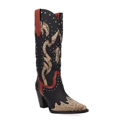 Dingo Womens Untamed Block Heel Cowboy Boots In Black