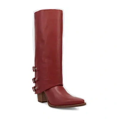 Dingo Womens Urban Cowgirl Stacked Heel Cowboy Boots In Burgundy