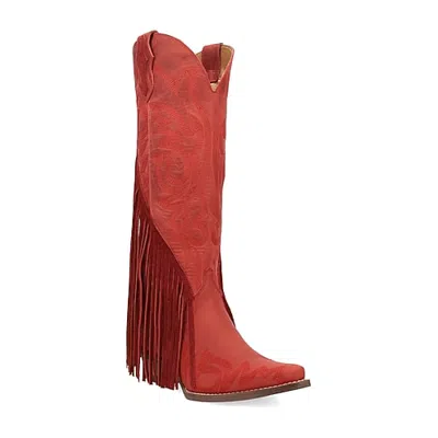 Dingo Womens Walk West Block Heel Cowboy Boots In Red