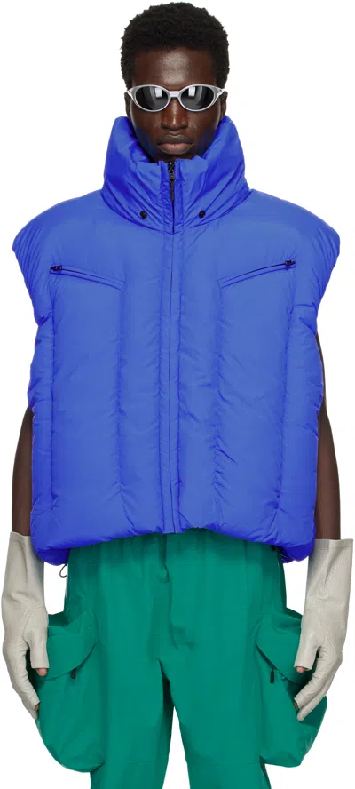 Dingyun Zhang Blue Swollen Reversible Down Vest In Royal Blue