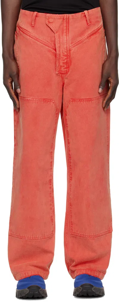 Dingyun Zhang Red Biker Trousers