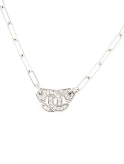 Pre-owned Dinh Van 18k Diamond Menottes Necklace, 16.5" In Multicolor