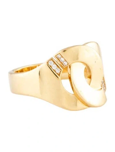 Pre-owned Dinh Van 18k Diamond Menottes Ring In Multicolor