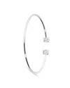Dinh Van 18k White Gold Le Cube Diamant Diamond Cube Wire Cuff Bracelet In Silver