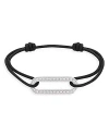 Dinh Van 18k White Gold Maillon Diamond Link Charm Adjustable Cord Bracelet In White/black