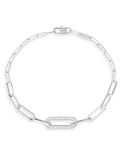 Dinh Van 18k White Gold Maillon Diamond Pave Small Link Bracelet In Metallic