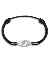 Dinh Van 18k White Gold Menottes Diamond Black Cord Slider Bracelet In White/black