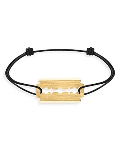 Dinh Van 18k Yellow Gold Lame De Rasoir Razor Blade Charm Medium Adjustable Cord Bracelet In Gold/black